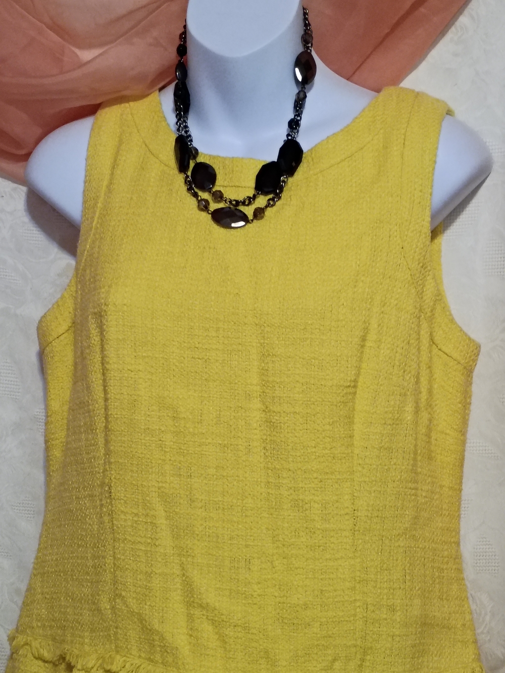 Calvin Klein Bright Yellow Sleeveless Textured Midi Dress - Picture 2 of 10